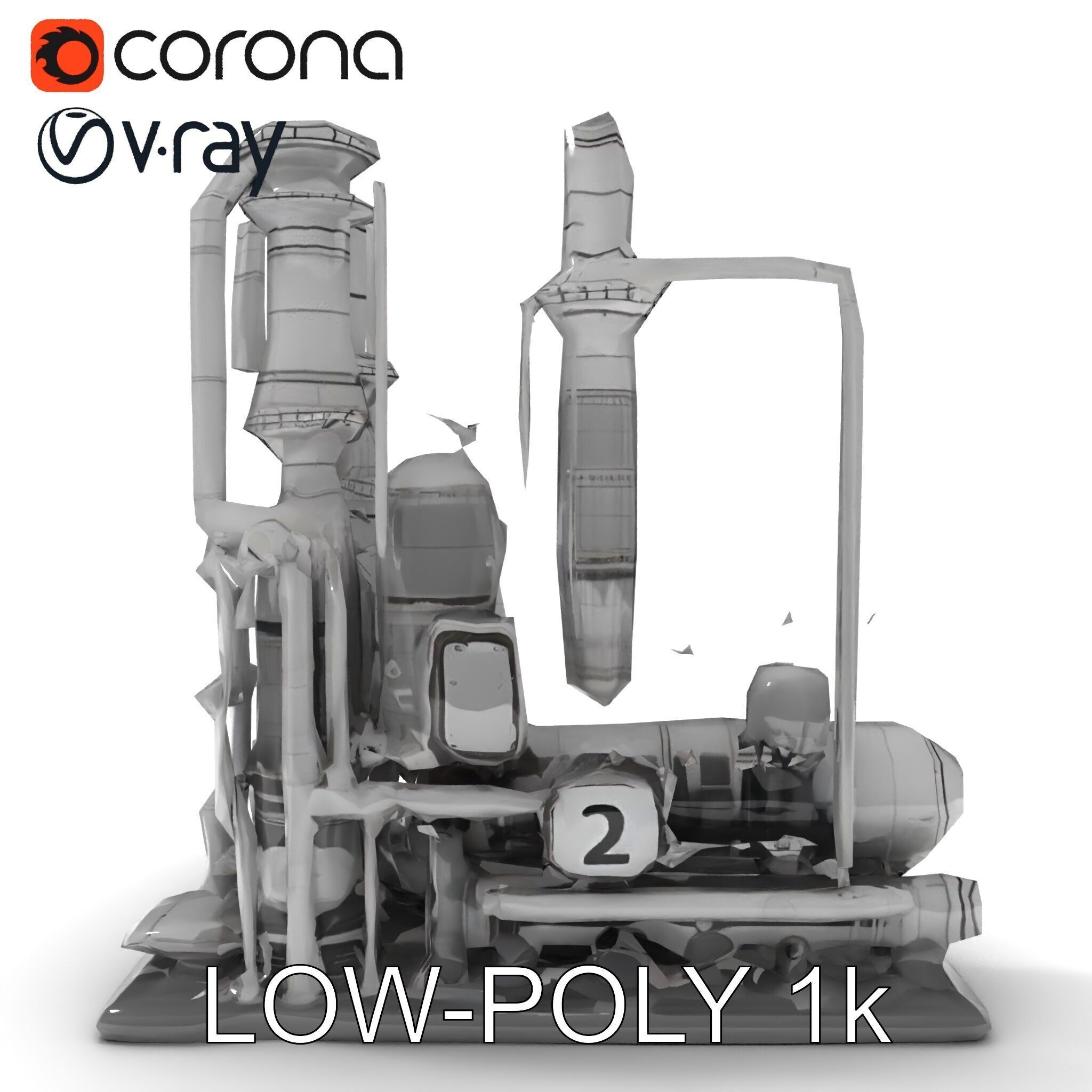 Industrial Chemical Plant Model Pack Low-poly 3D model_18