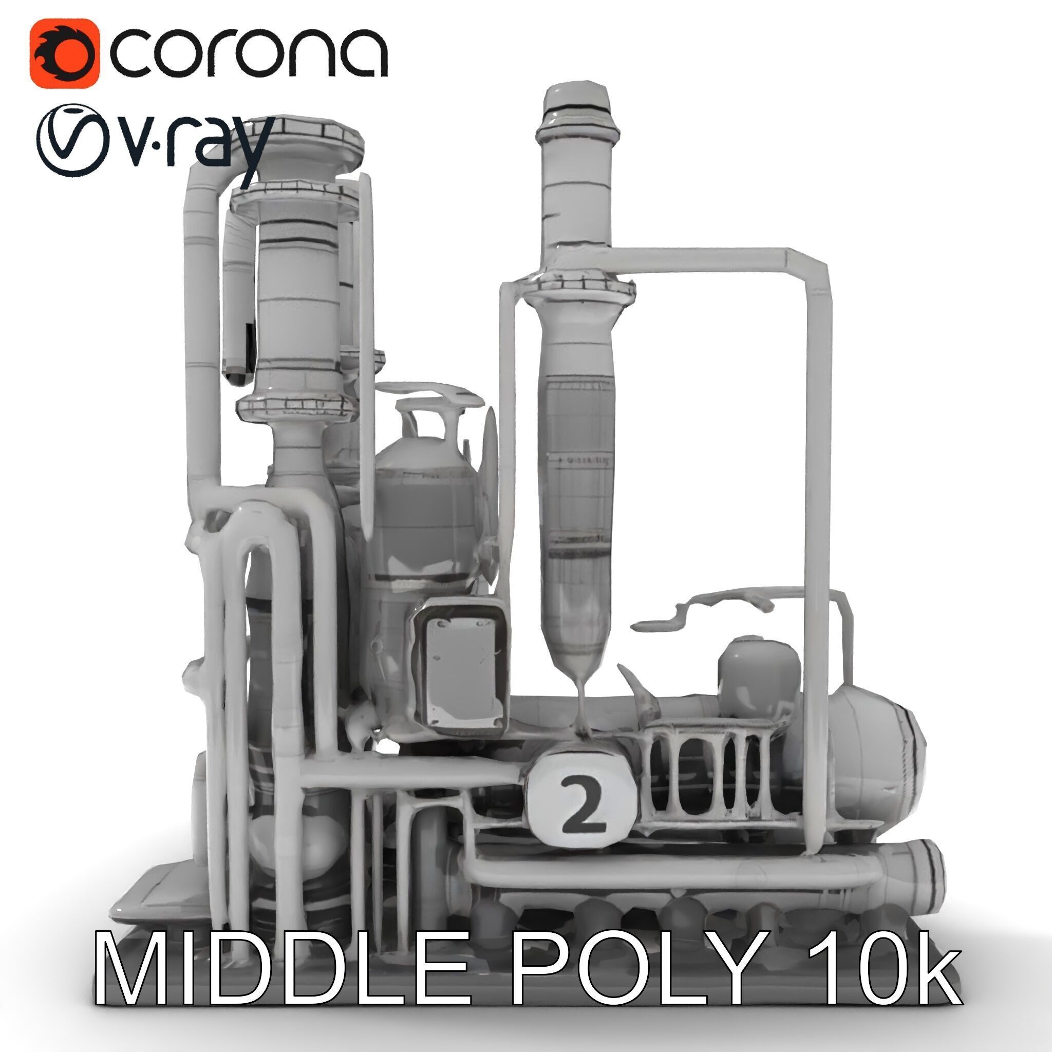Industrial Chemical Plant Model Pack Low-poly 3D model_11