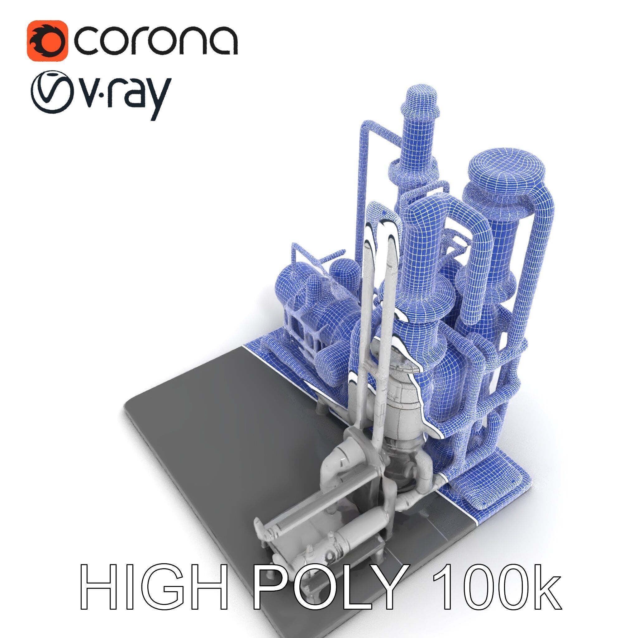 Industrial Chemical Plant Model Pack Low-poly 3D model_10
