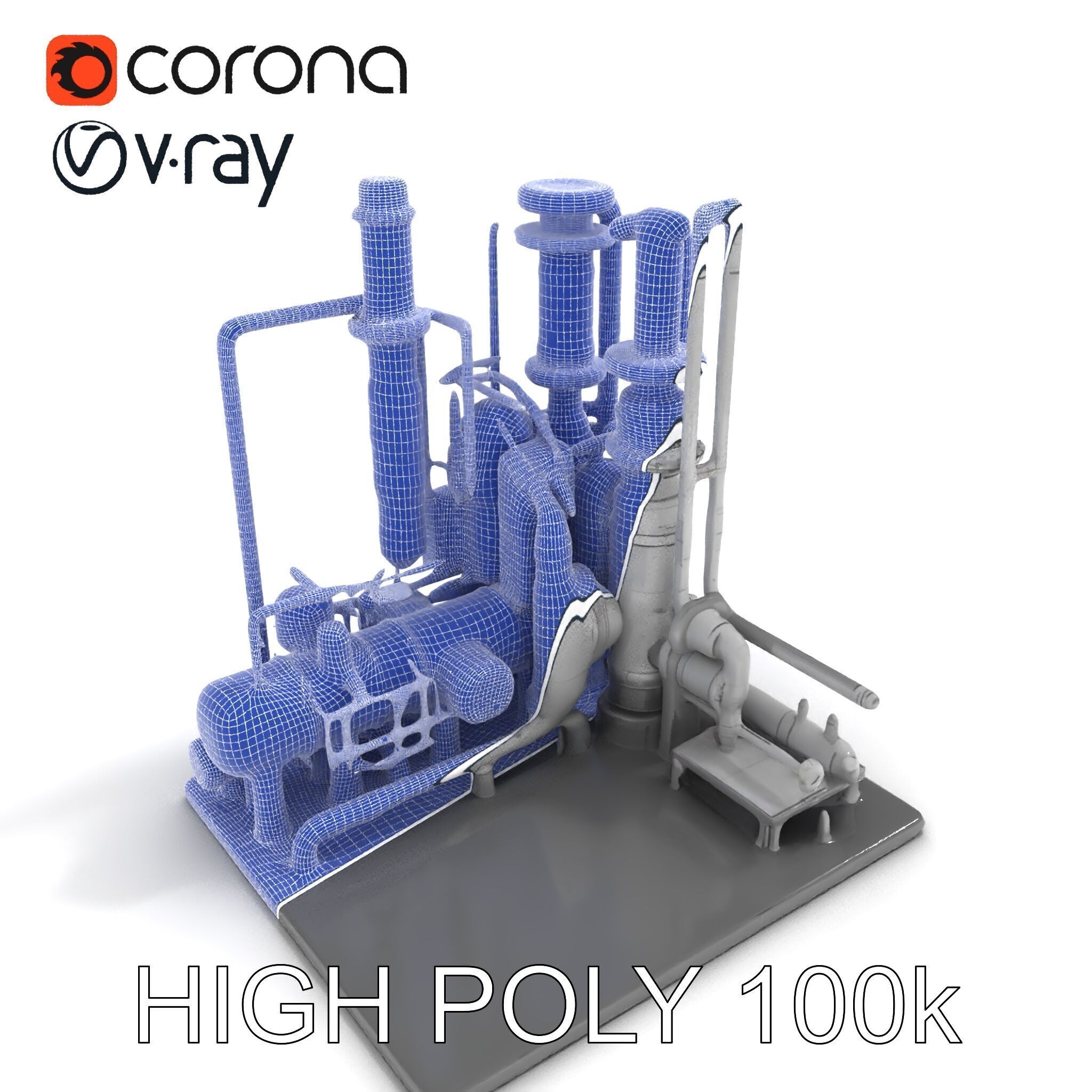 Industrial Chemical Plant Model Pack Low-poly 3D model_29