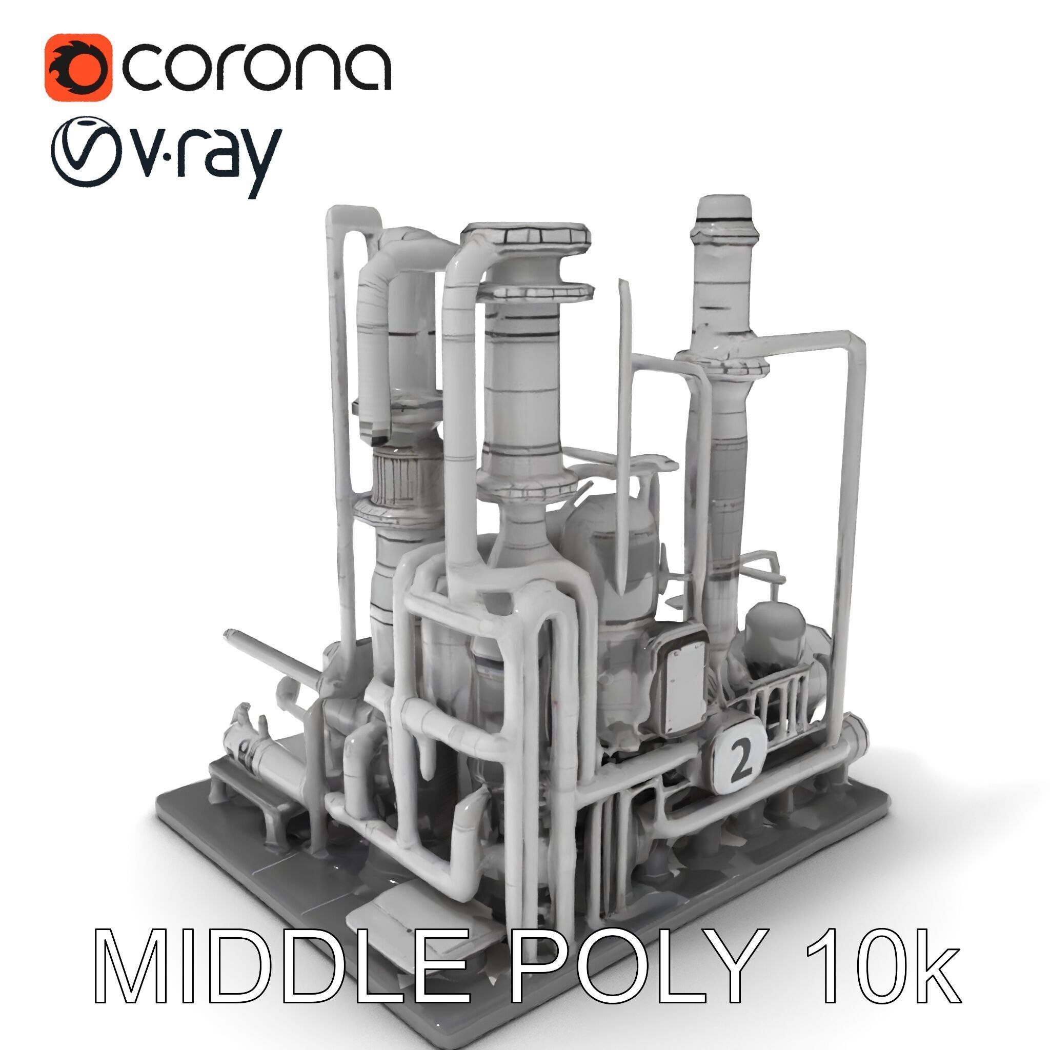 Industrial Chemical Plant Model Pack Low-poly 3D model_14