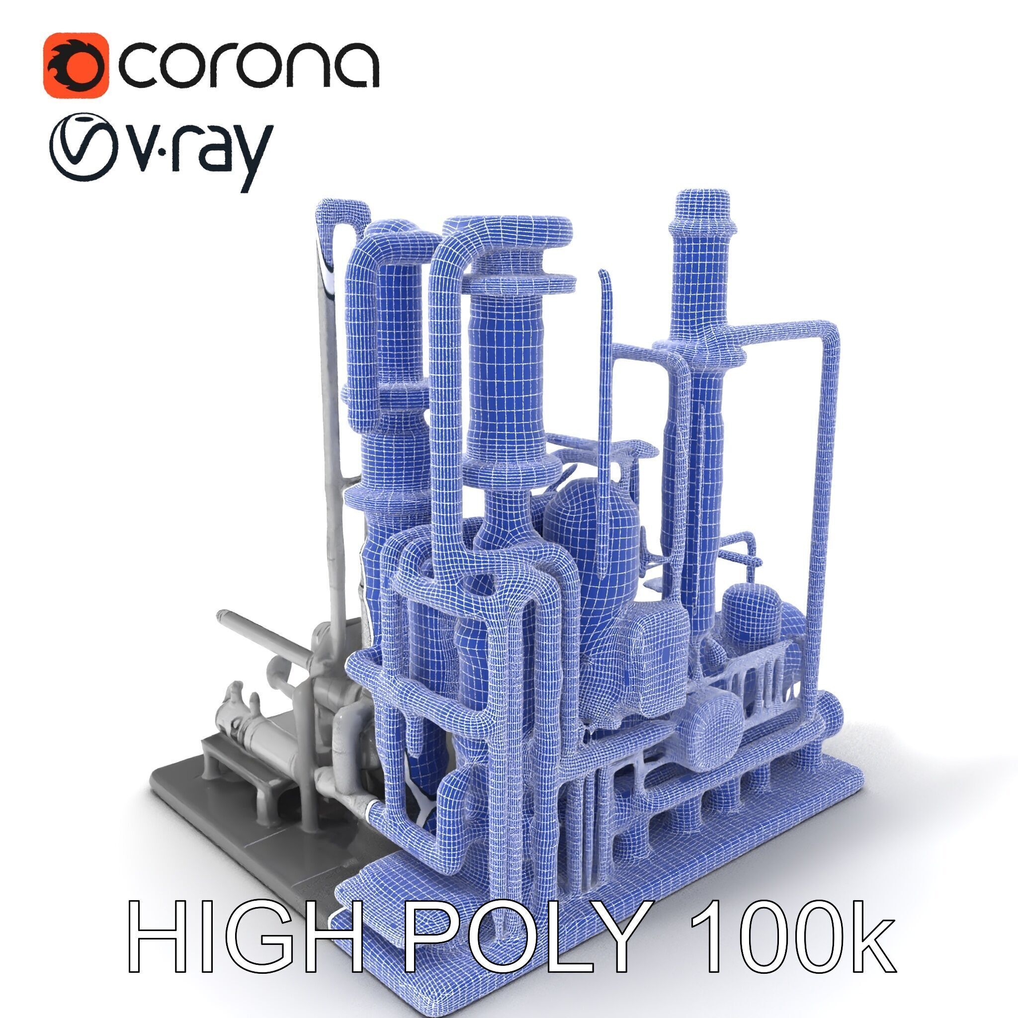 Industrial Chemical Plant Model Pack Low-poly 3D model_3