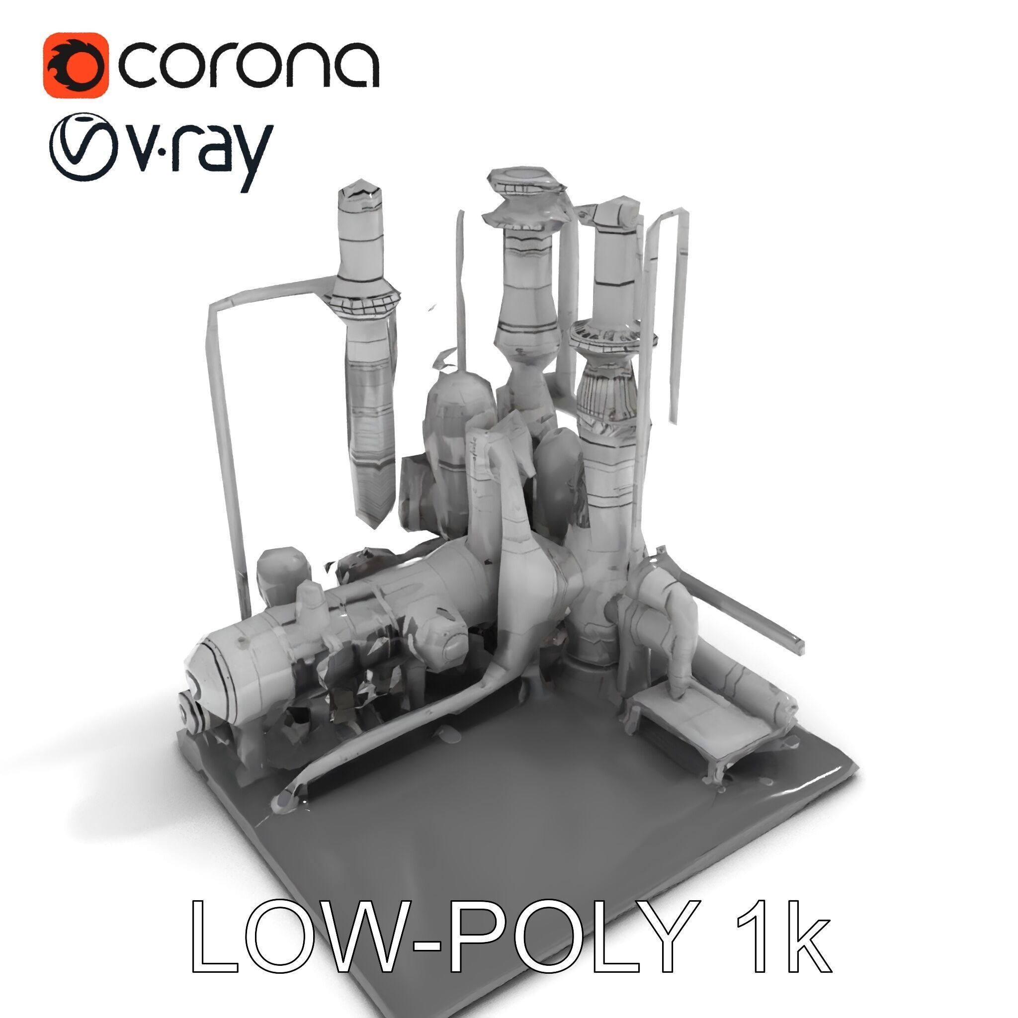 Industrial Chemical Plant Model Pack Low-poly 3D model_15