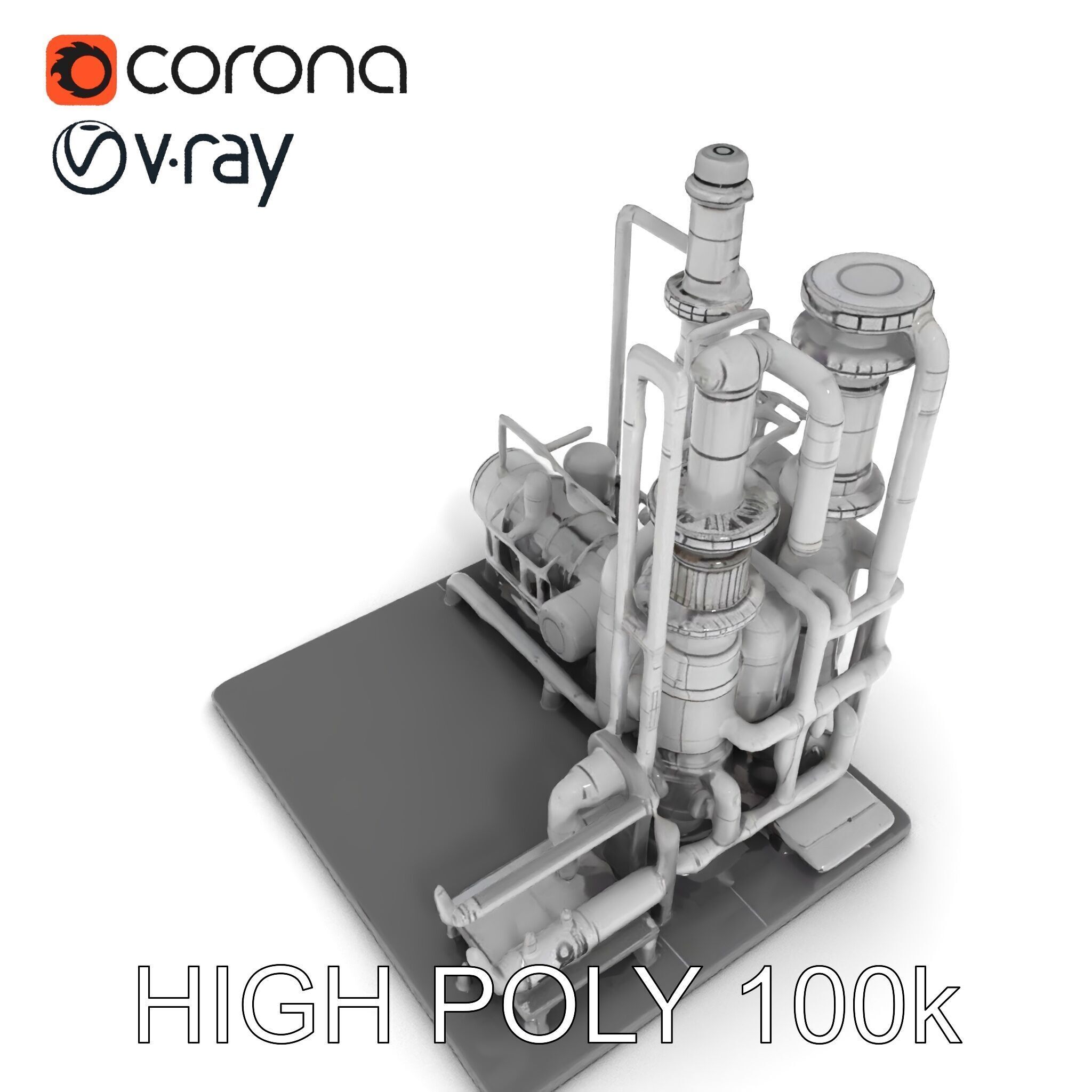 Industrial Chemical Plant Model Pack Low-poly 3D model_13