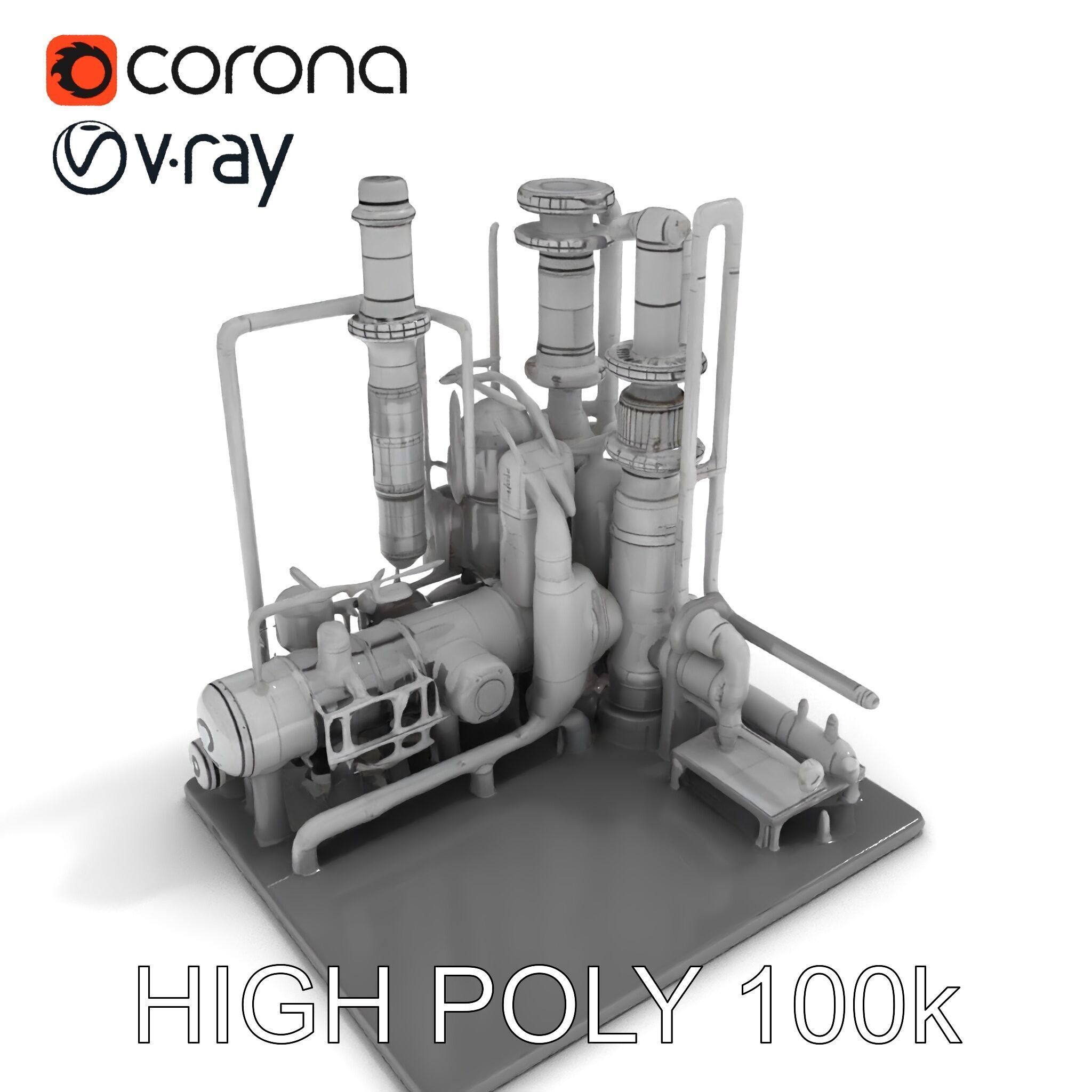 Industrial Chemical Plant Model Pack Low-poly 3D model_35