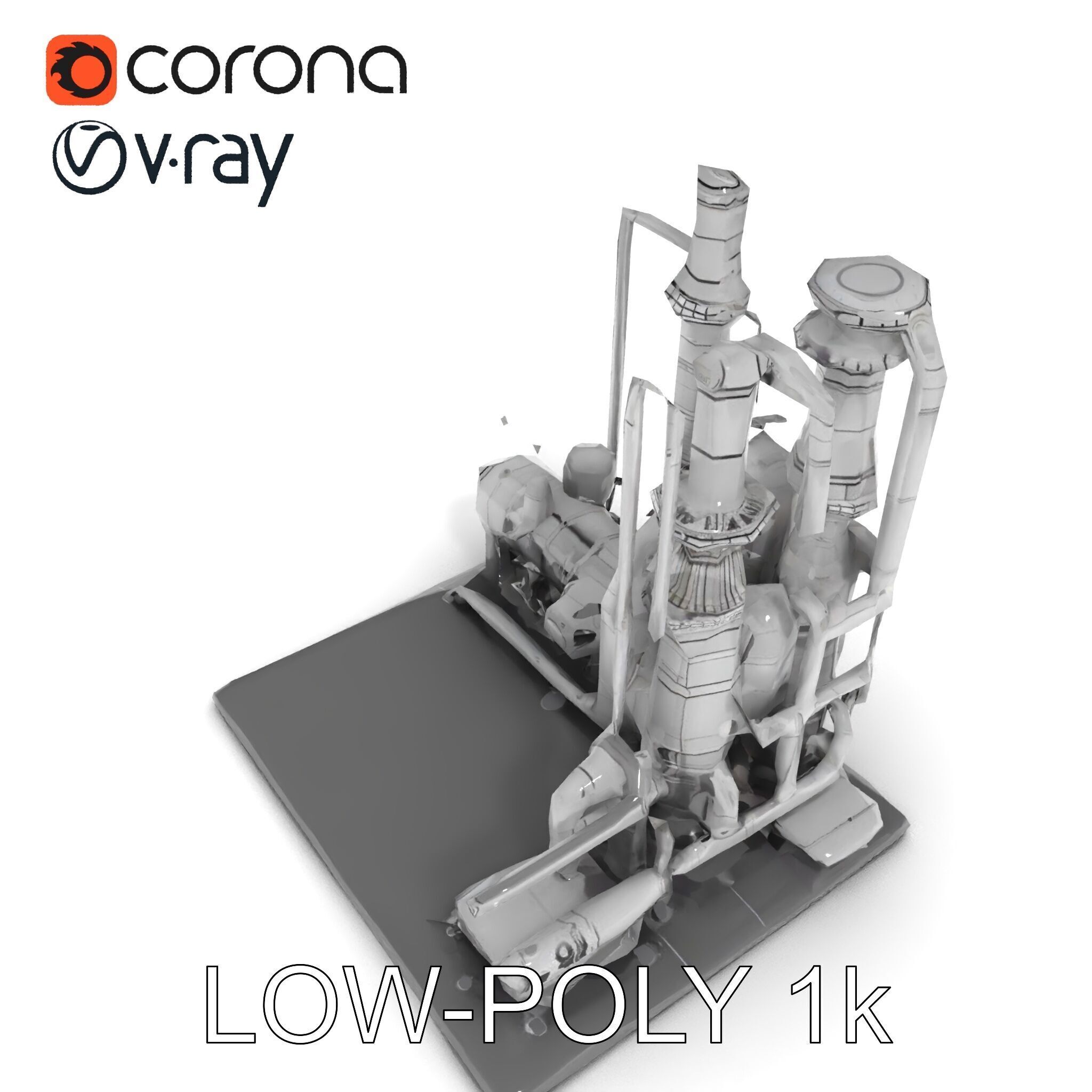 Industrial Chemical Plant Model Pack Low-poly 3D model_7