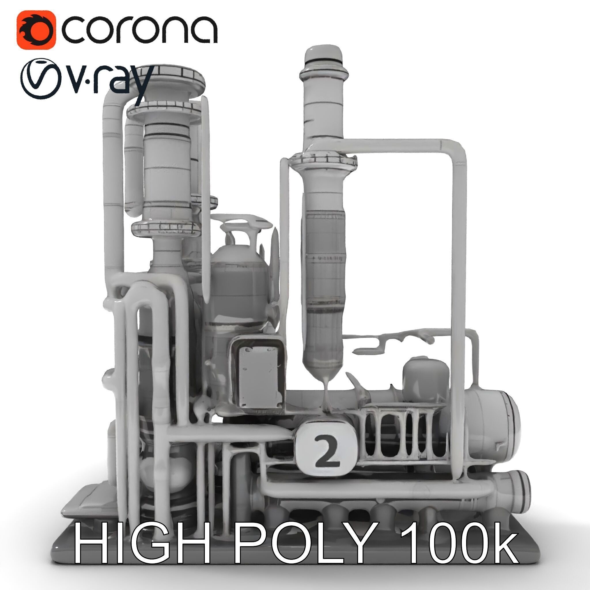 Industrial Chemical Plant Model Pack Low-poly 3D model_24