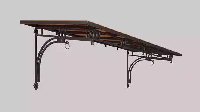 visor iron shelf with wooden top