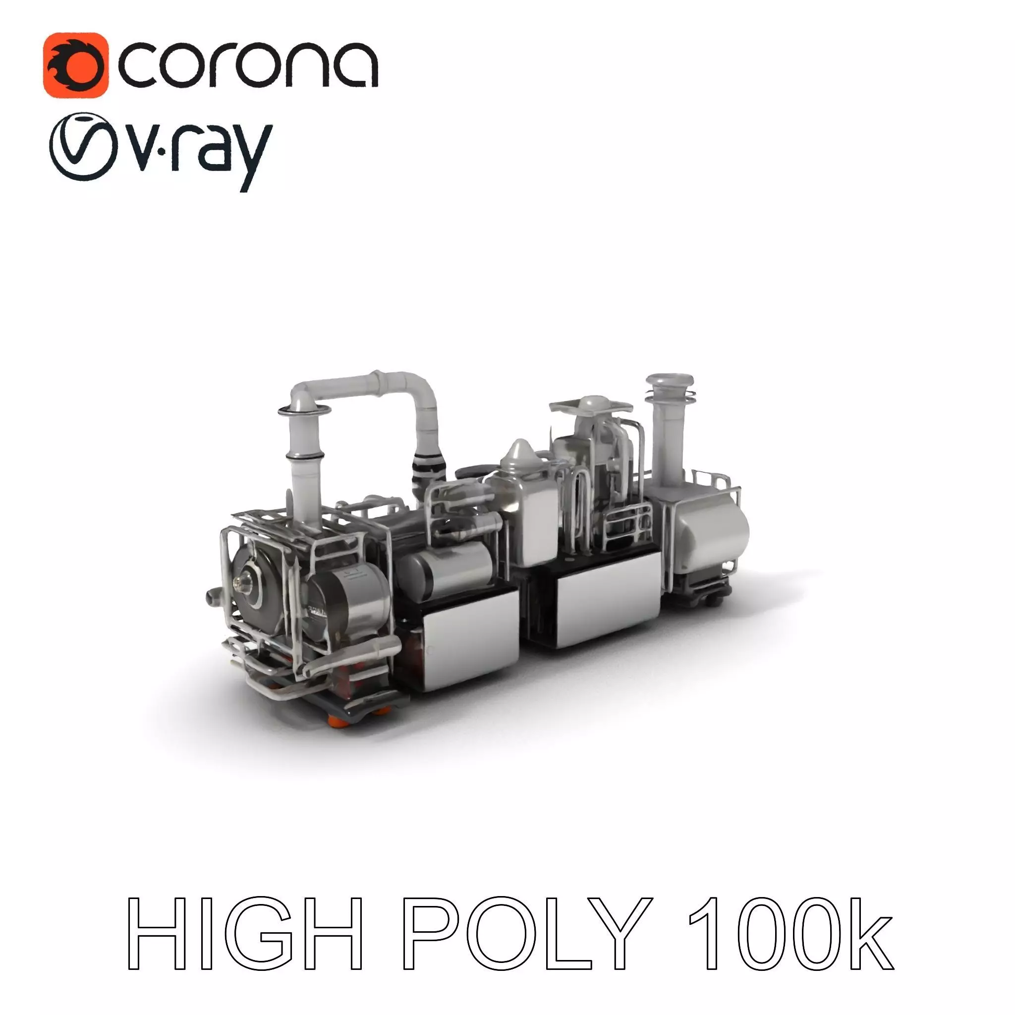 Industrial Machine D Model Pack Low-poly 3D model_0
