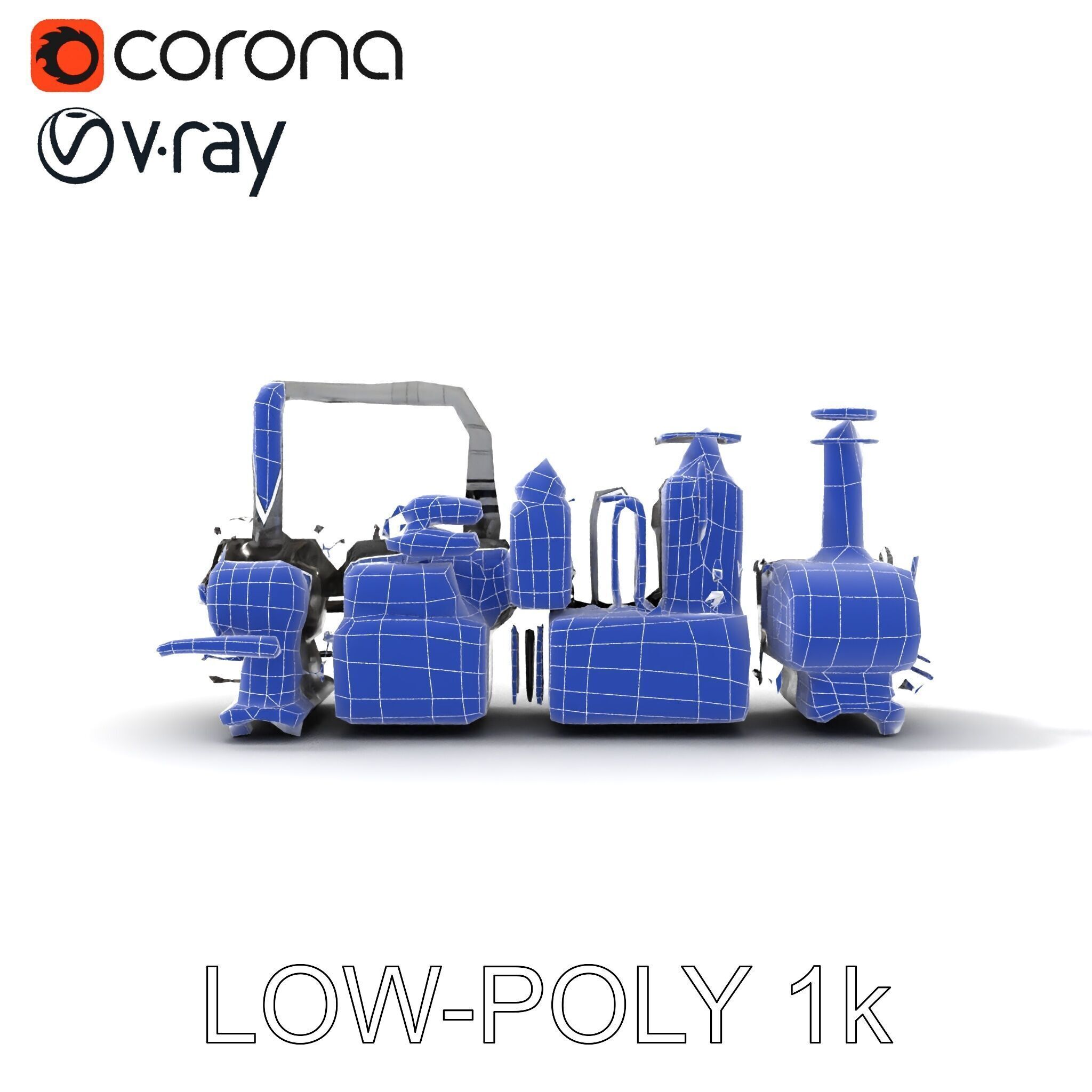 Industrial Machine D Model Pack Low-poly 3D model_25
