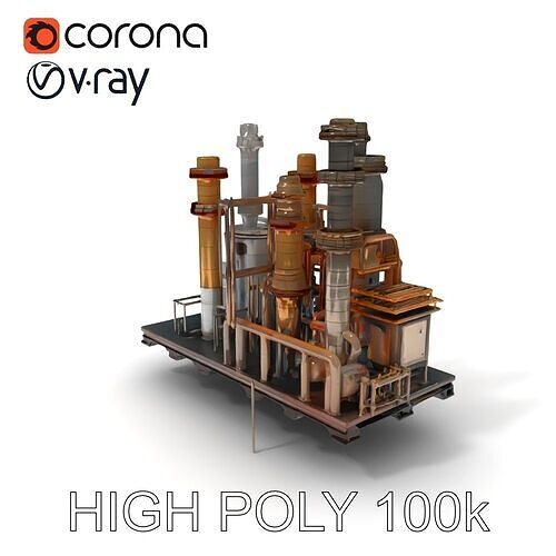 Industrial Refinery Model Pack  Detailed Pipes and Structures Low-poly 3D model