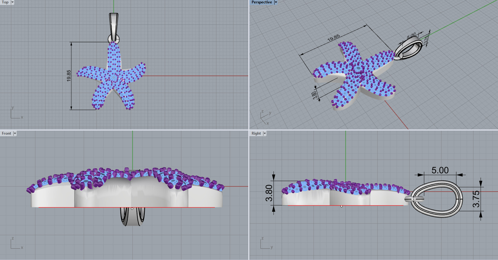 Starfish pendant model 1242 3D print model_3