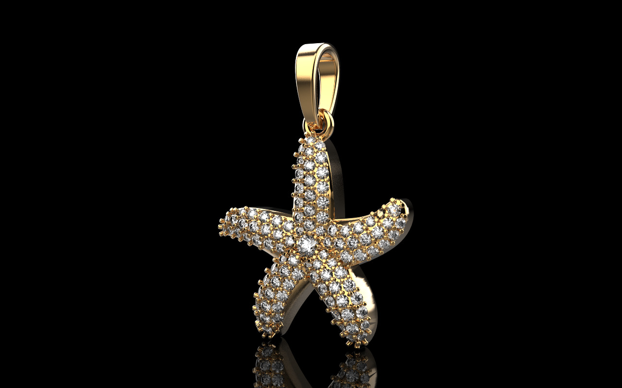 Starfish pendant model 1242 3D print model_2