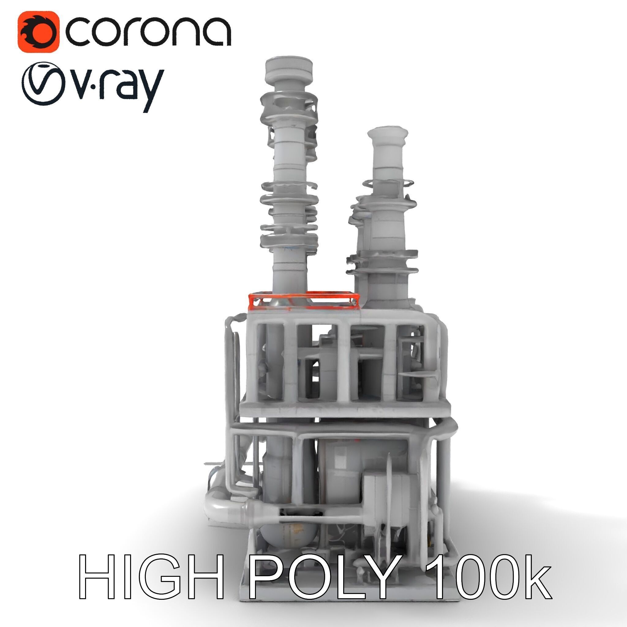 Industrial Refinery Piping System Model Pack Low-poly 3D model_11