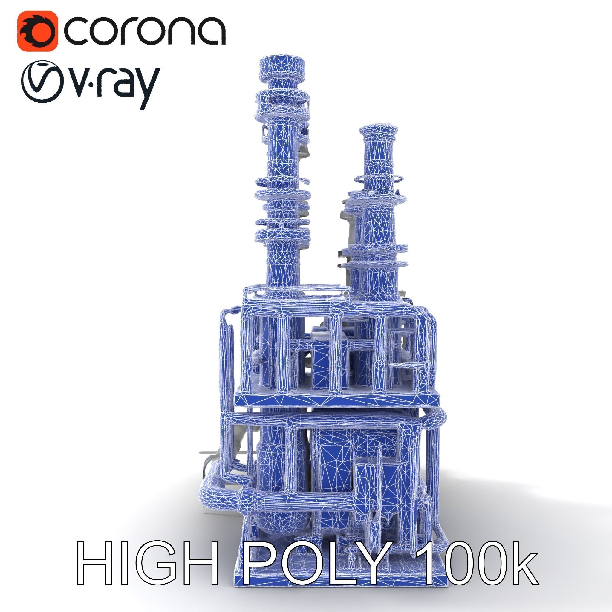 Industrial Refinery Piping System Model Pack Low-poly 3D model_27