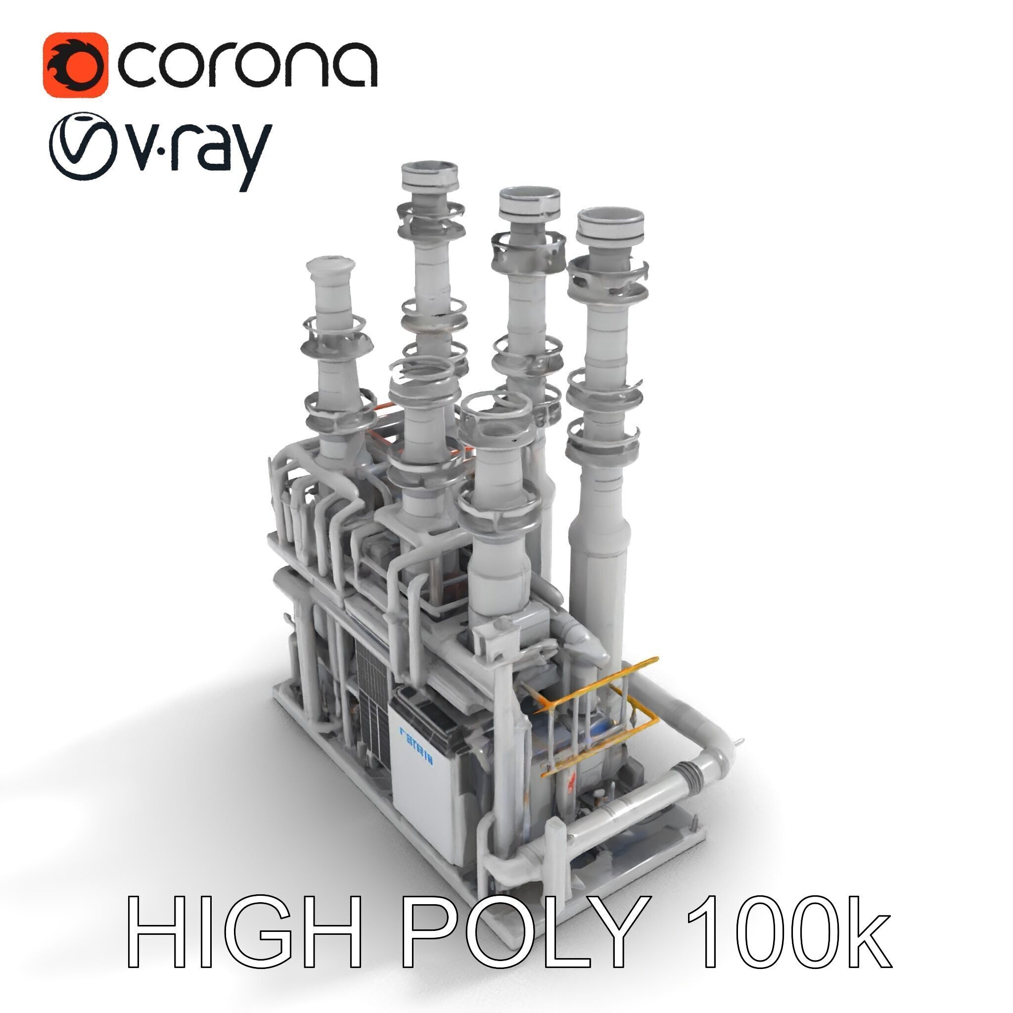 Industrial Refinery Piping System Model Pack Low-poly 3D model_14