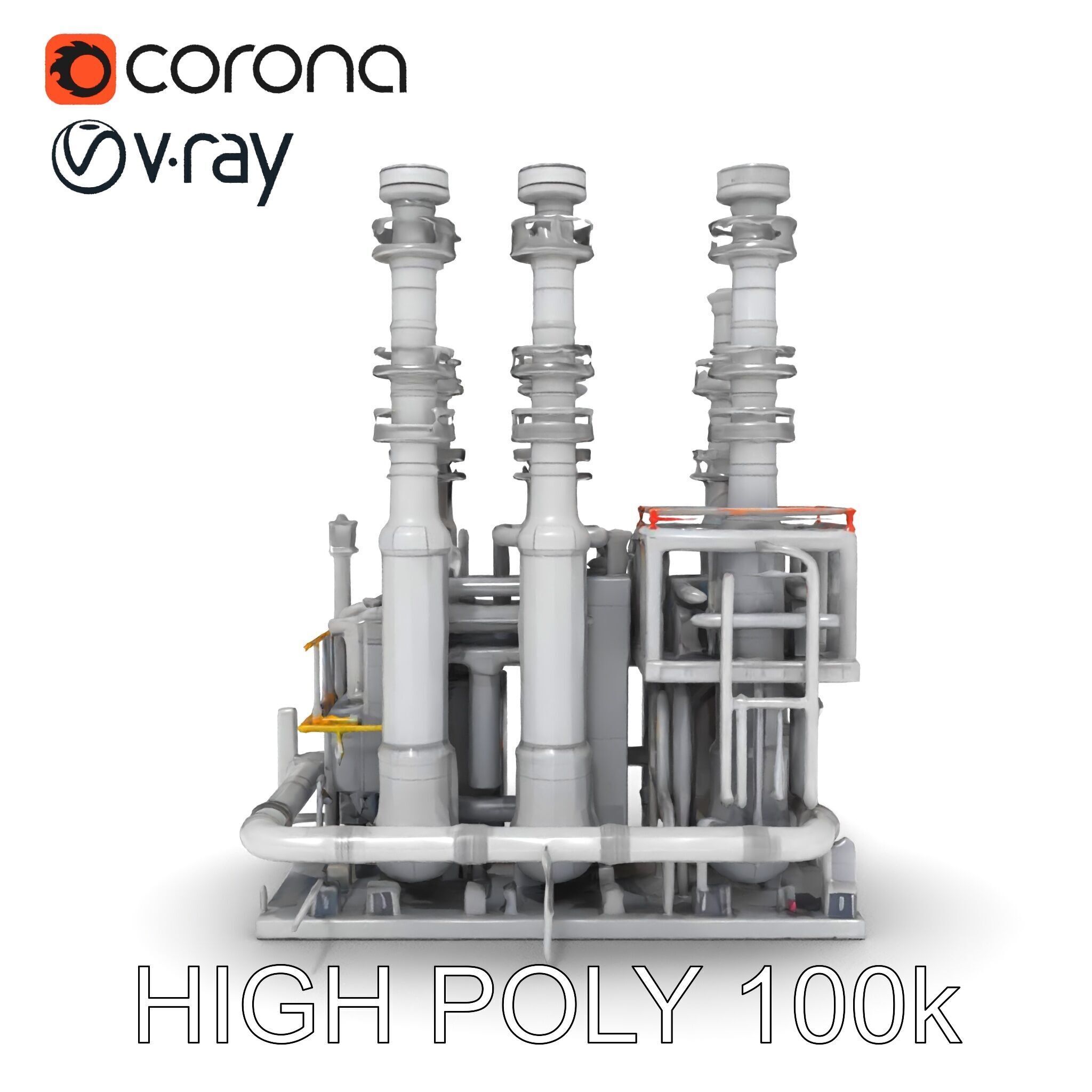 Industrial Refinery Piping System Model Pack Low-poly 3D model_25