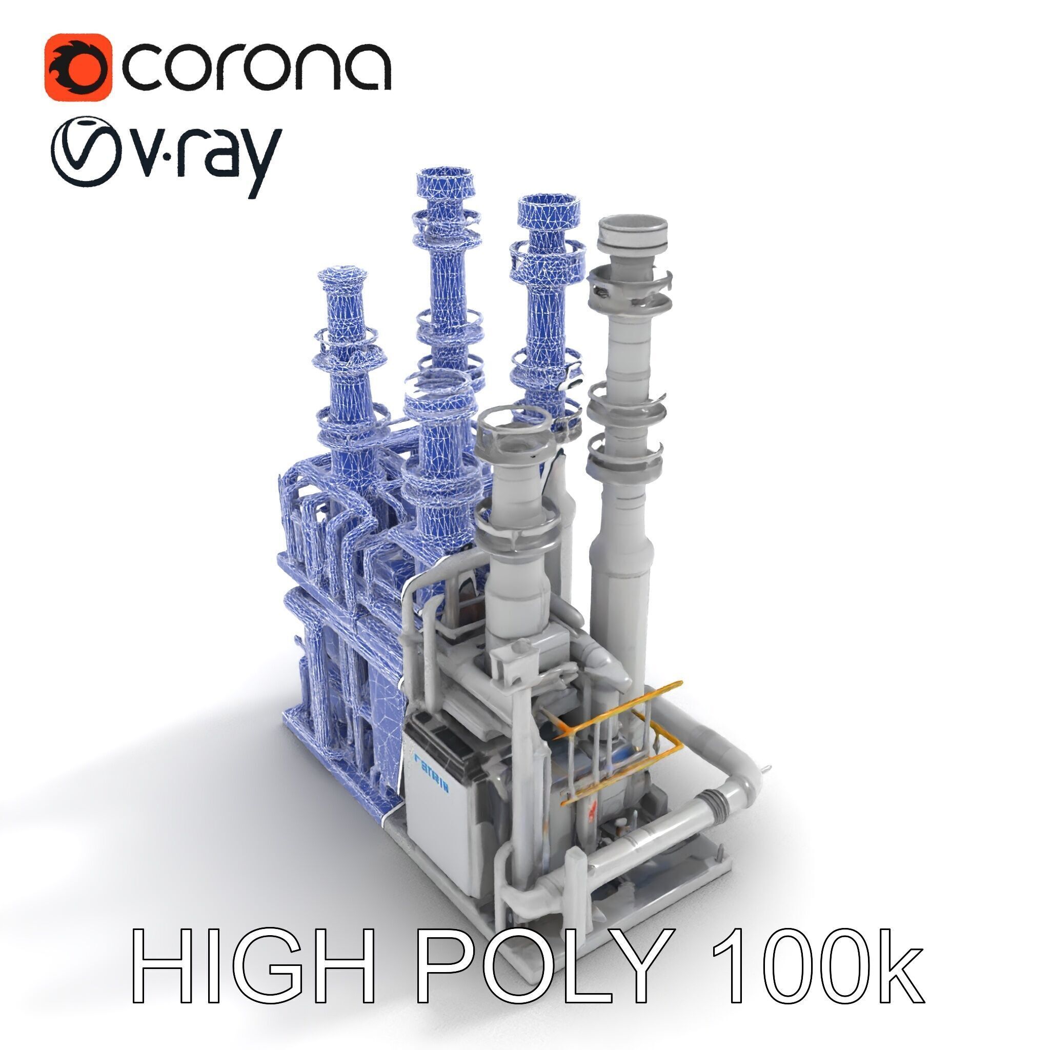 Industrial Refinery Piping System Model Pack Low-poly 3D model_17