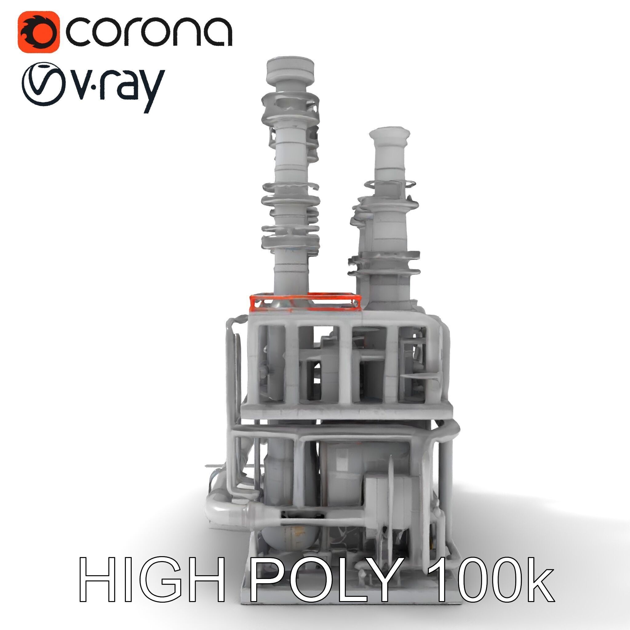 Industrial Refinery Piping System Model Pack Low-poly 3D model_23