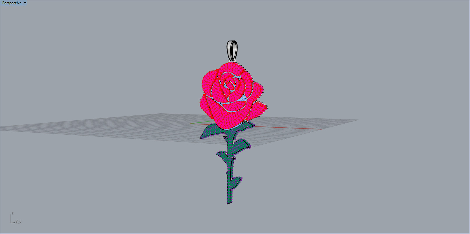 Rose pendant model 1244 3D print model_9