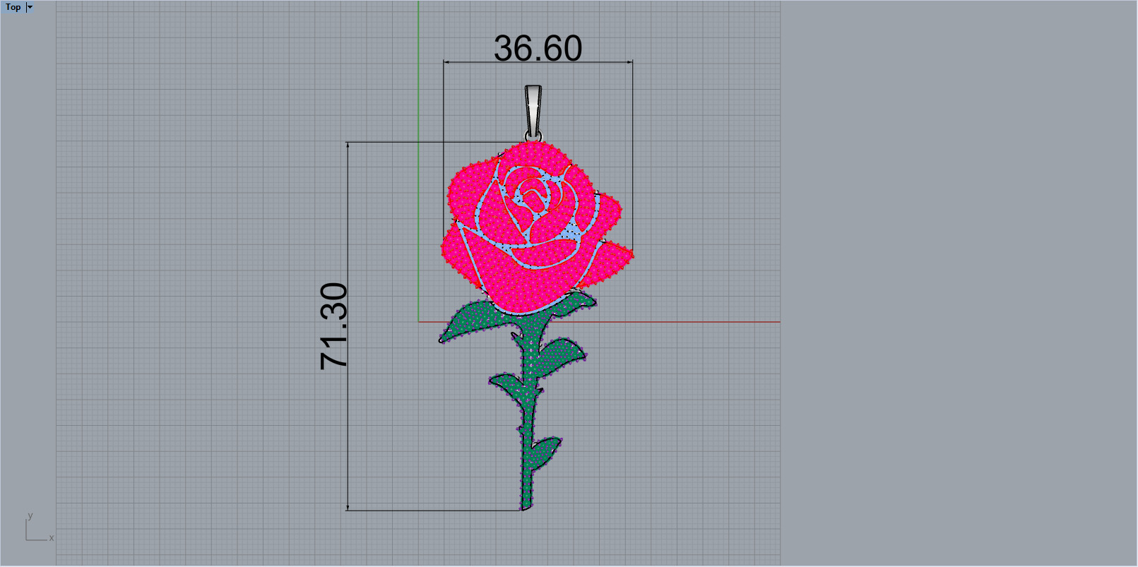 Rose pendant model 1244 3D print model_6
