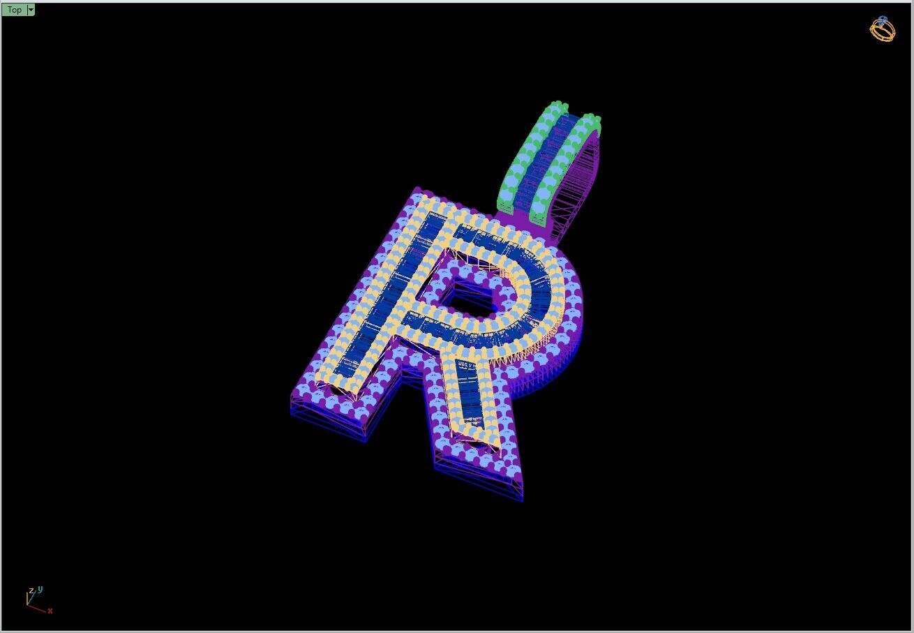 Custom Initial R Letter Diamond A to Z Alphabet Bug Necklace 3D print model_12