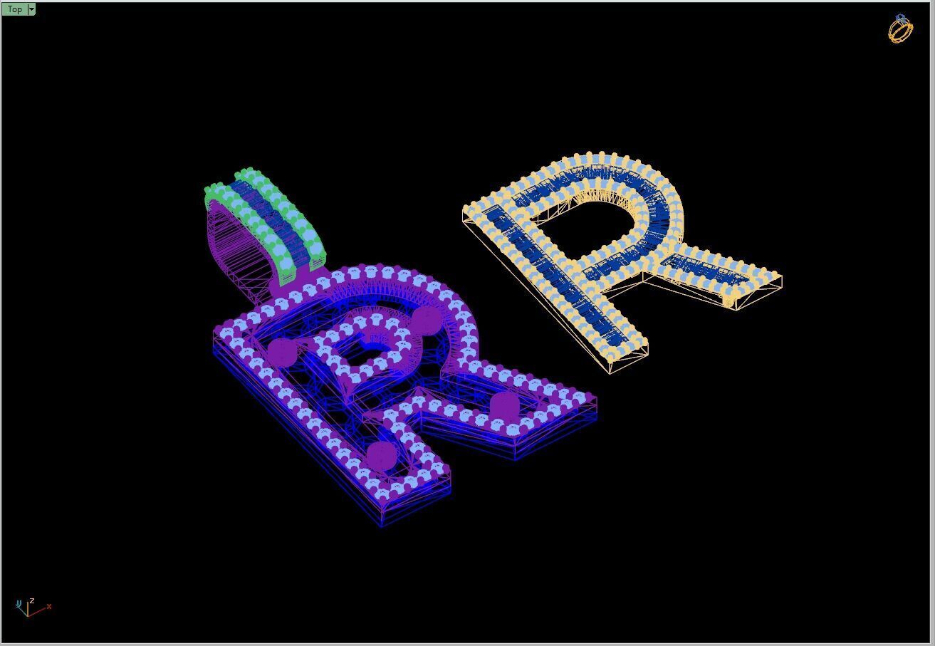Custom Initial R Letter Diamond A to Z Alphabet Bug Necklace 3D print model_13