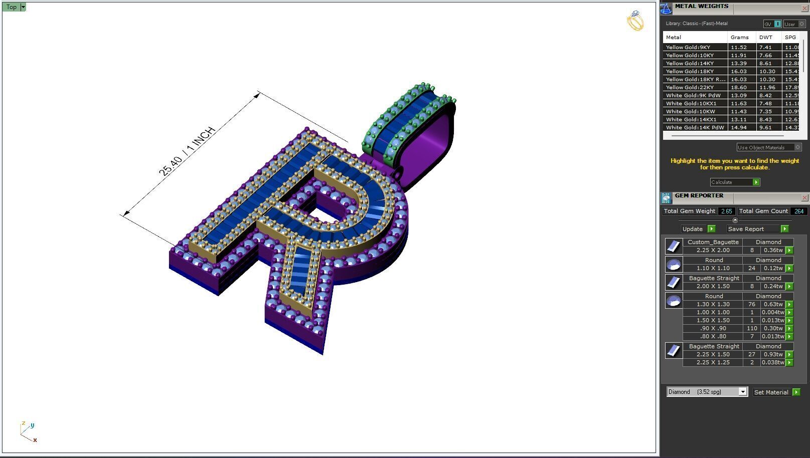 Custom Initial R Letter Diamond A to Z Alphabet Bug Necklace 3D print model_6