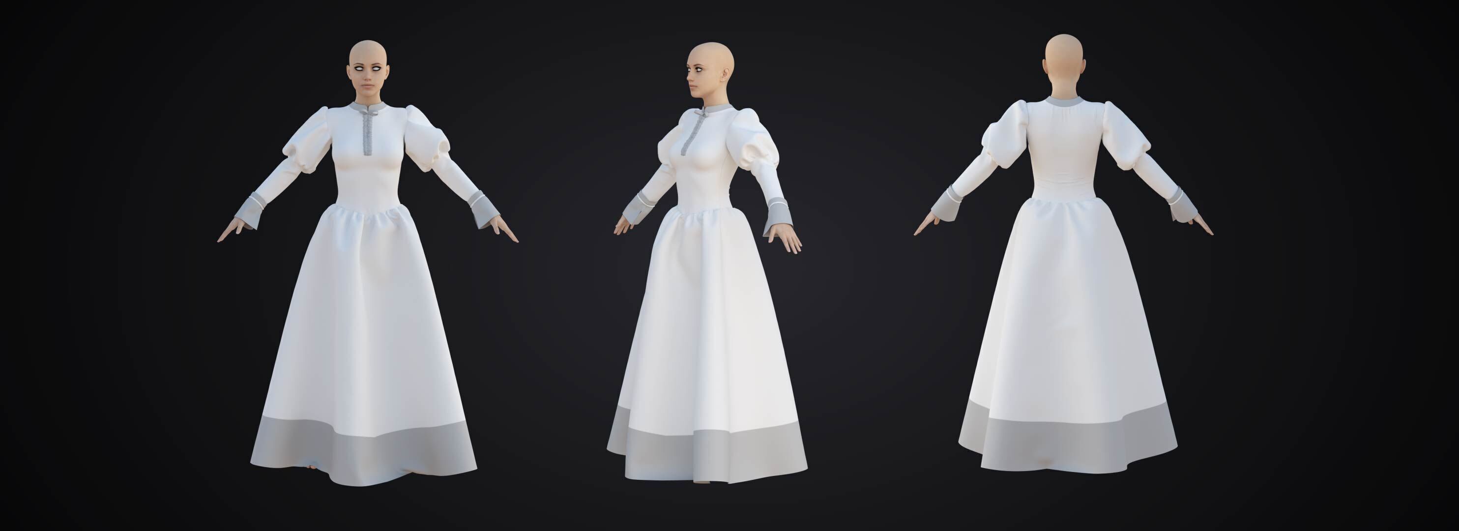 Antic Dress Marvelous Designer 3D model_1