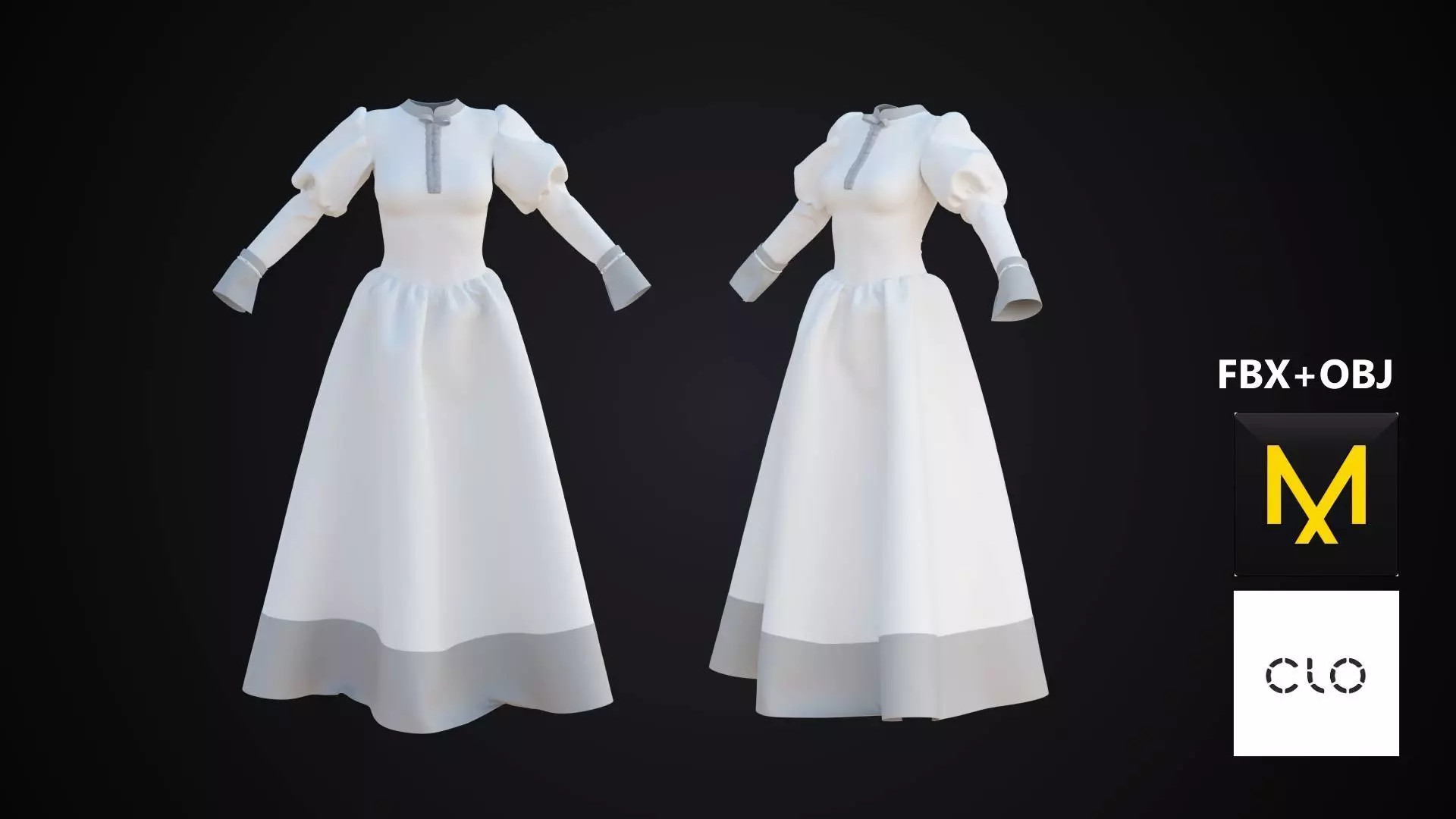 Antic Dress Marvelous Designer 3D model_0