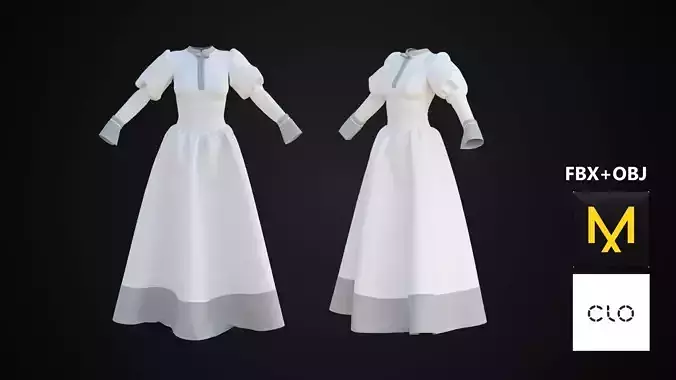 Antic Dress Marvelous Designer 3D model