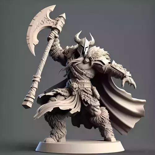 Faceless Axe Warrior in Battle Swing
