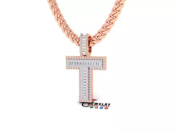 Custom Initial T Letter Diamond  A to Z Alphabet Bug Necklace