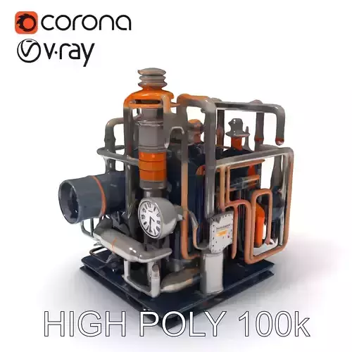 Industrial Steampunk Machine Model Pack Low-poly 3D model