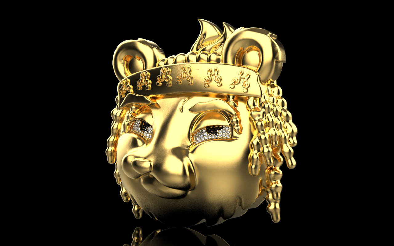 music panda reper pendant model 1252 3D print model_2