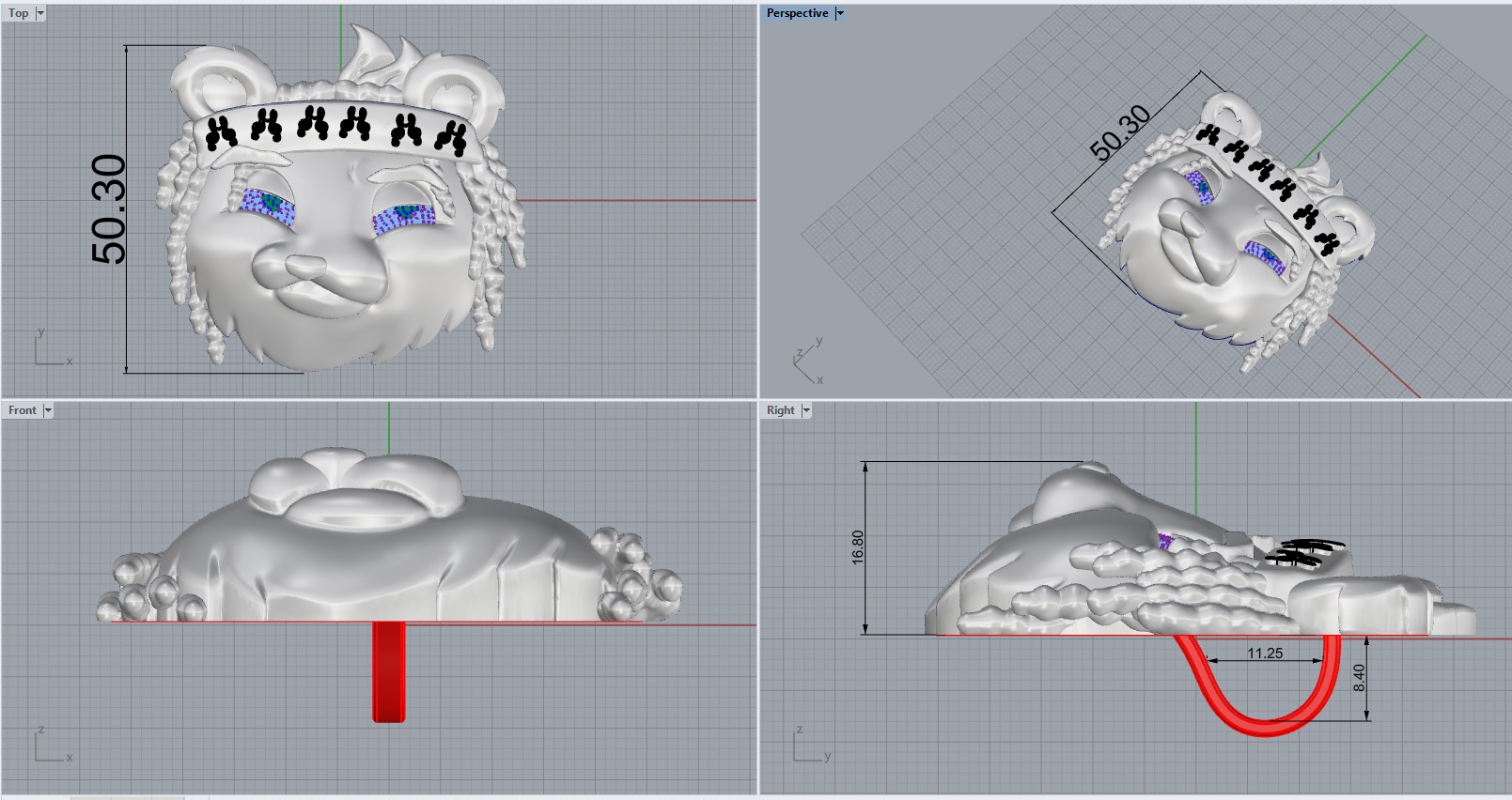 music panda reper pendant model 1252 3D print model_5