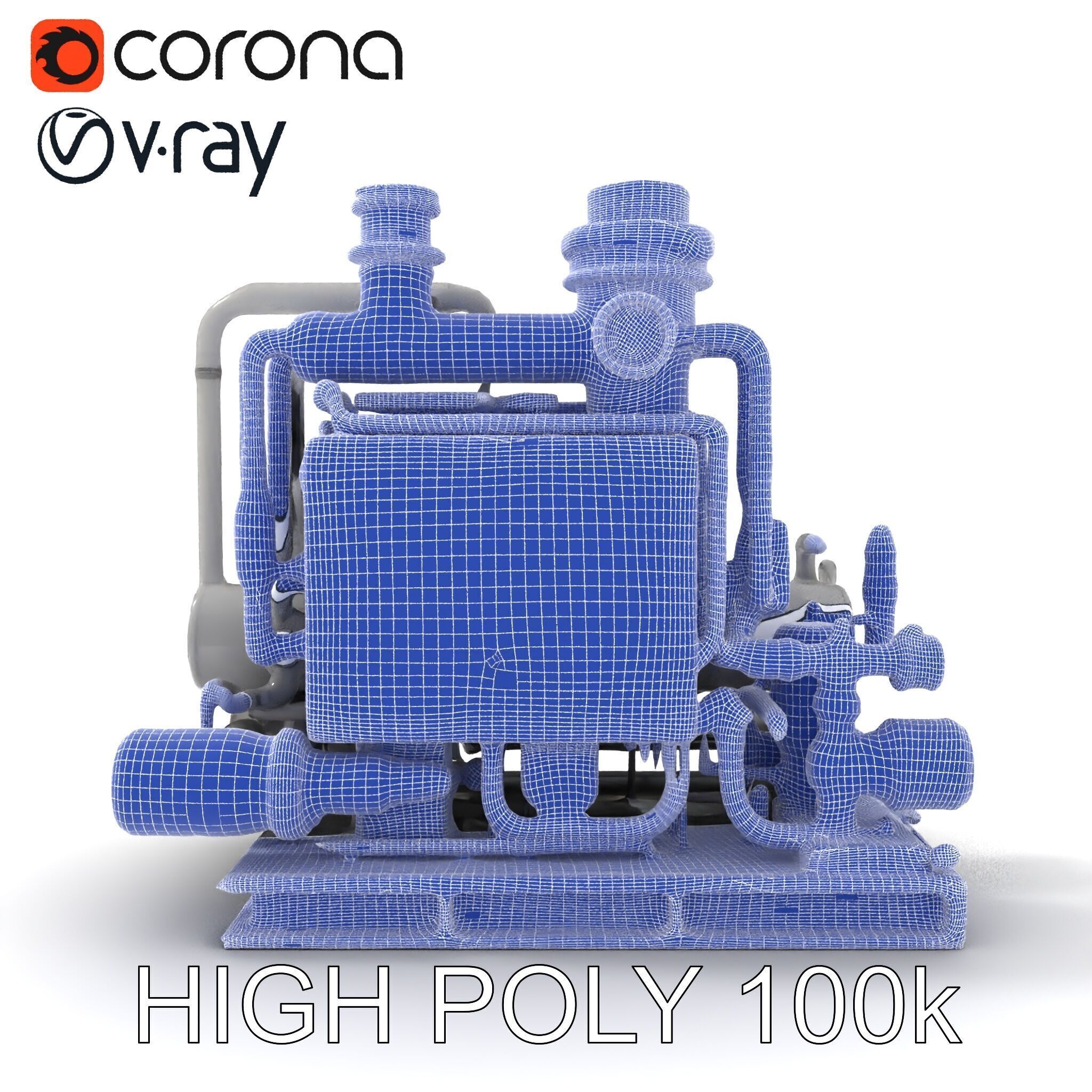 Industrial Pipe System Model Pack Low-poly 3D model_21