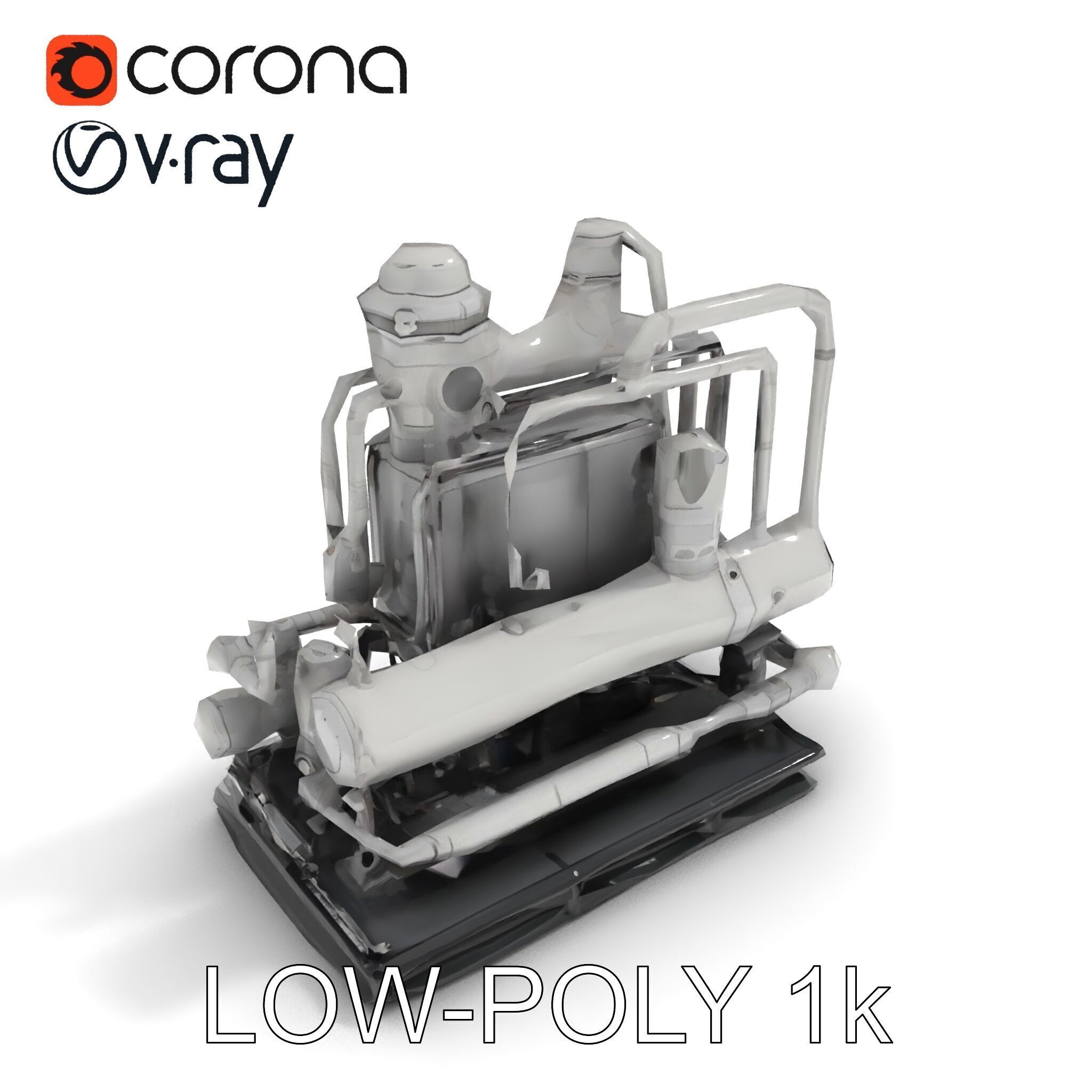 Industrial Pipe System Model Pack Low-poly 3D model_7