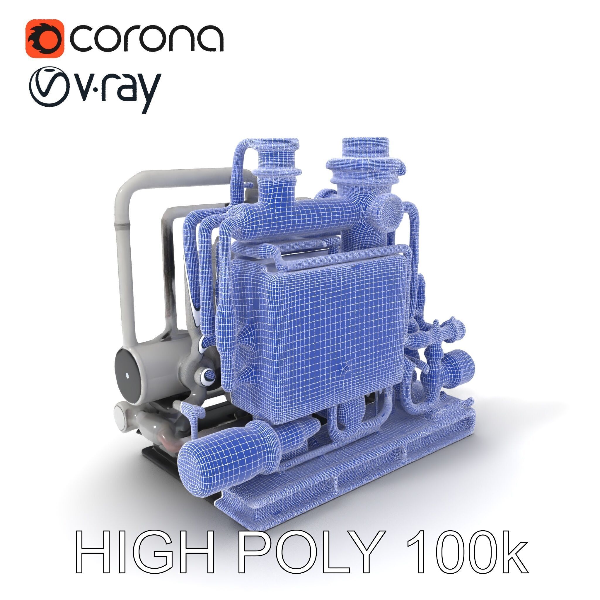 Industrial Pipe System Model Pack Low-poly 3D model_3