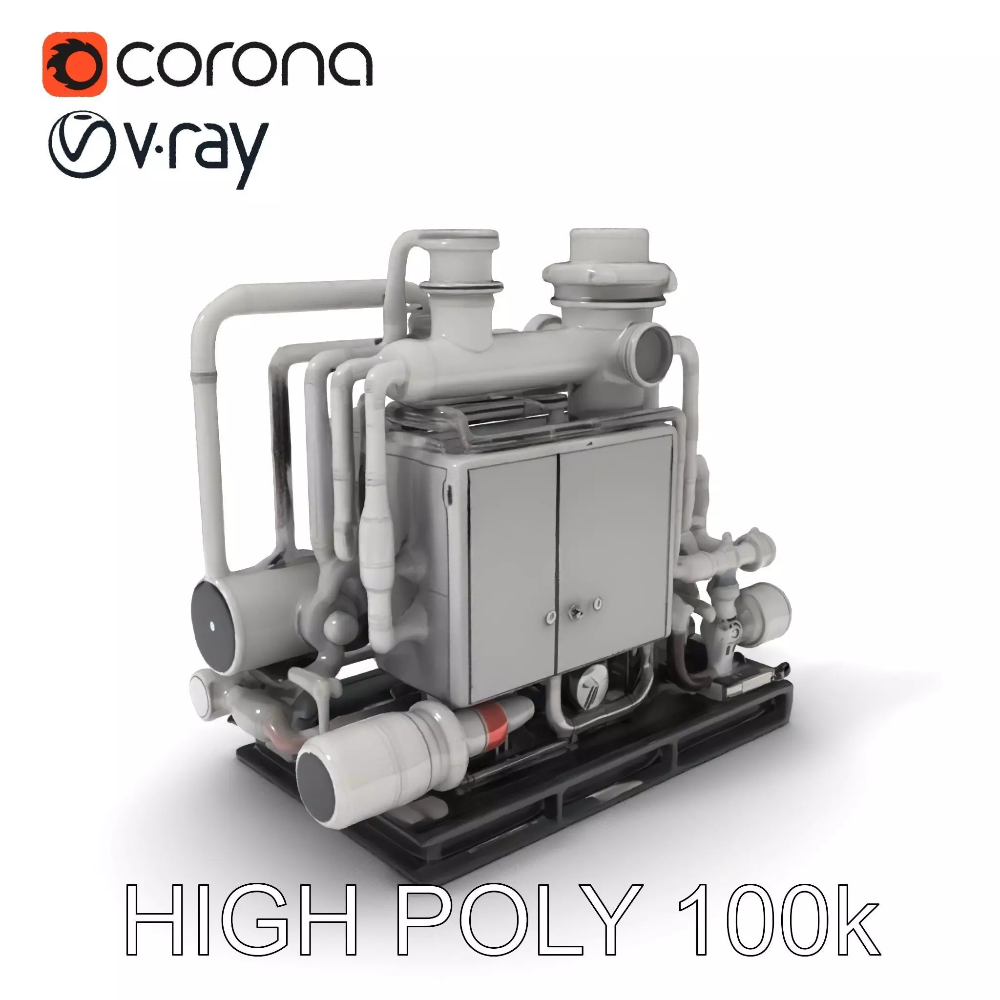Industrial Pipe System Model Pack Low-poly 3D model_0