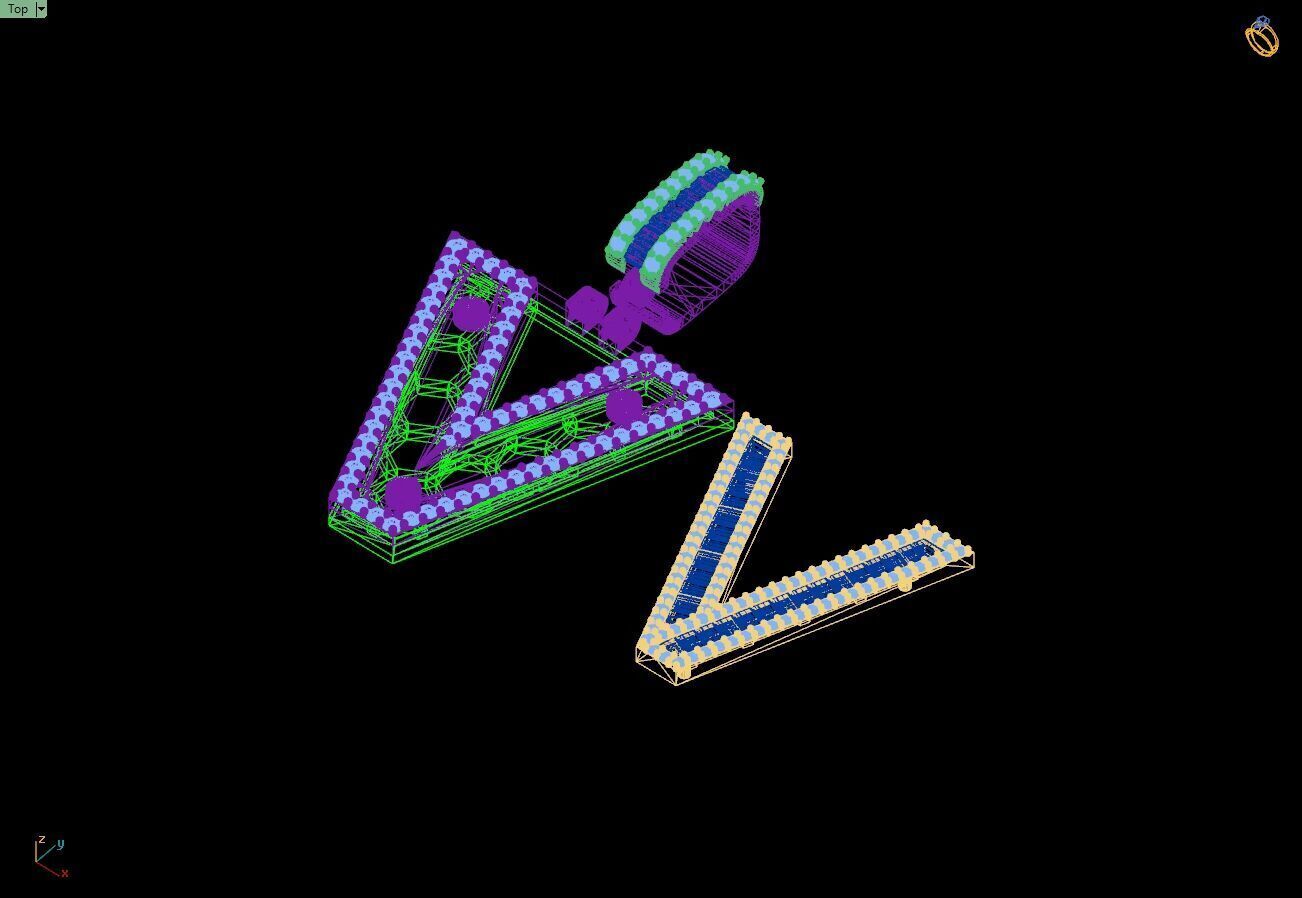 Custom Initial V Letter Diamond A to Z Alphabet Bug Necklace 3D print model_14