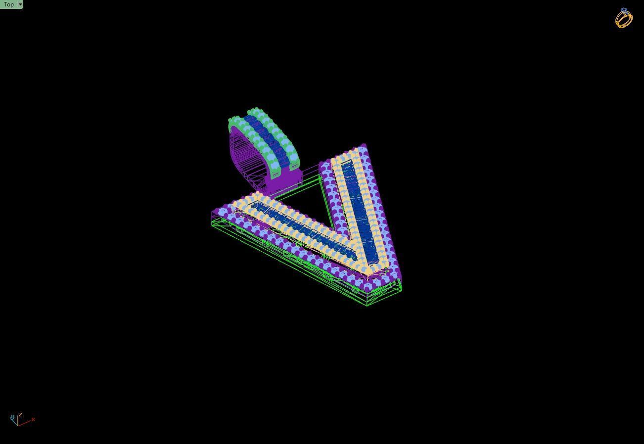 Custom Initial V Letter Diamond A to Z Alphabet Bug Necklace 3D print model_13