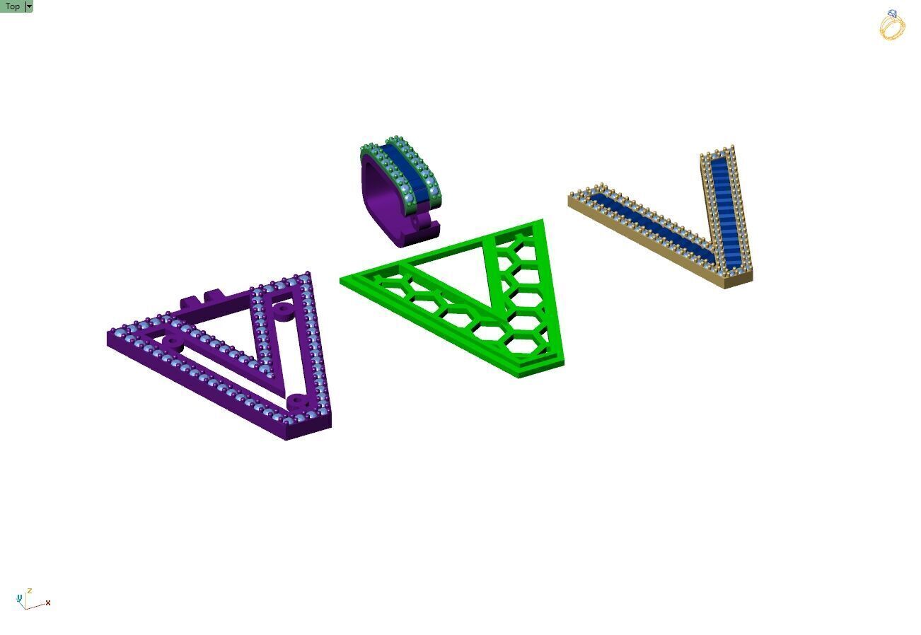 Custom Initial V Letter Diamond A to Z Alphabet Bug Necklace 3D print model_10