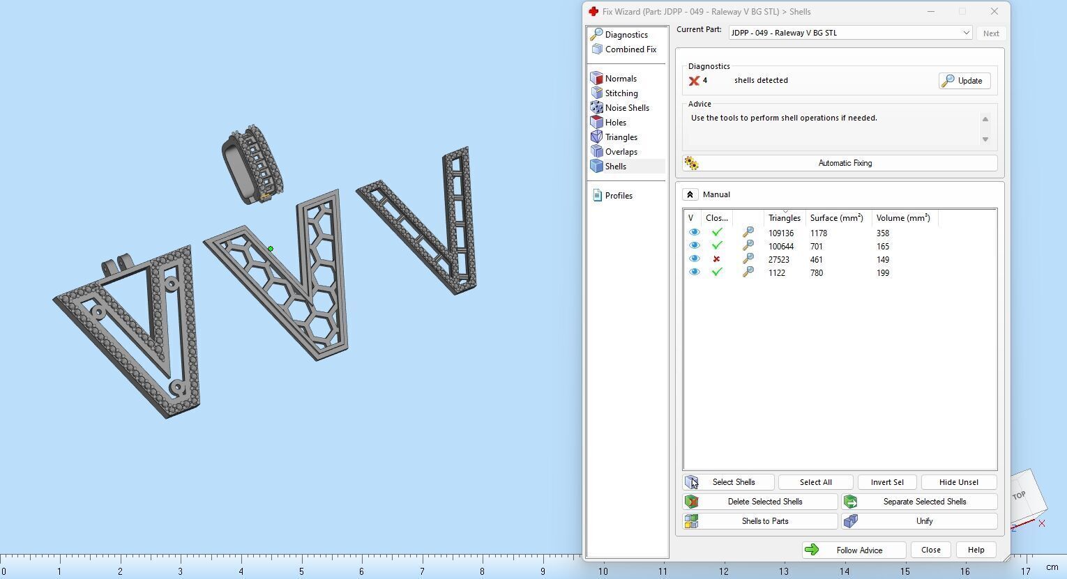 Custom Initial V Letter Diamond A to Z Alphabet Bug Necklace 3D print model_19