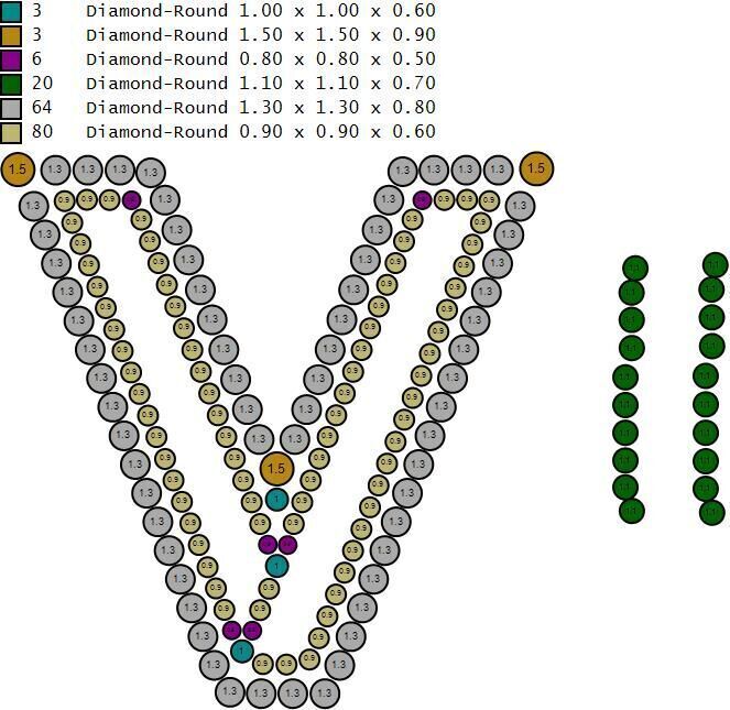 Custom Initial V Letter Diamond A to Z Alphabet Bug Necklace 3D print model_17