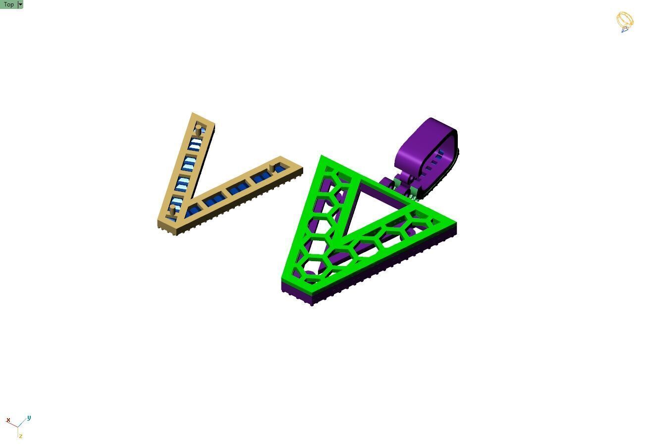 Custom Initial V Letter Diamond A to Z Alphabet Bug Necklace 3D print model_11