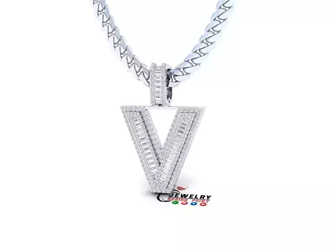 Custom Initial V Letter Diamond  A to Z Alphabet Bug Necklace