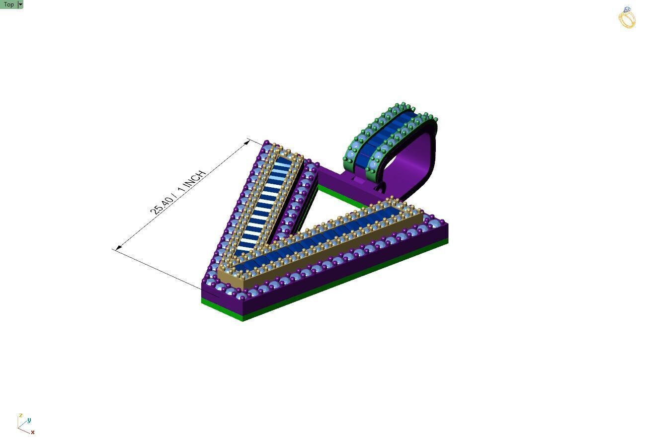 Custom Initial V Letter Diamond A to Z Alphabet Bug Necklace 3D print model_4