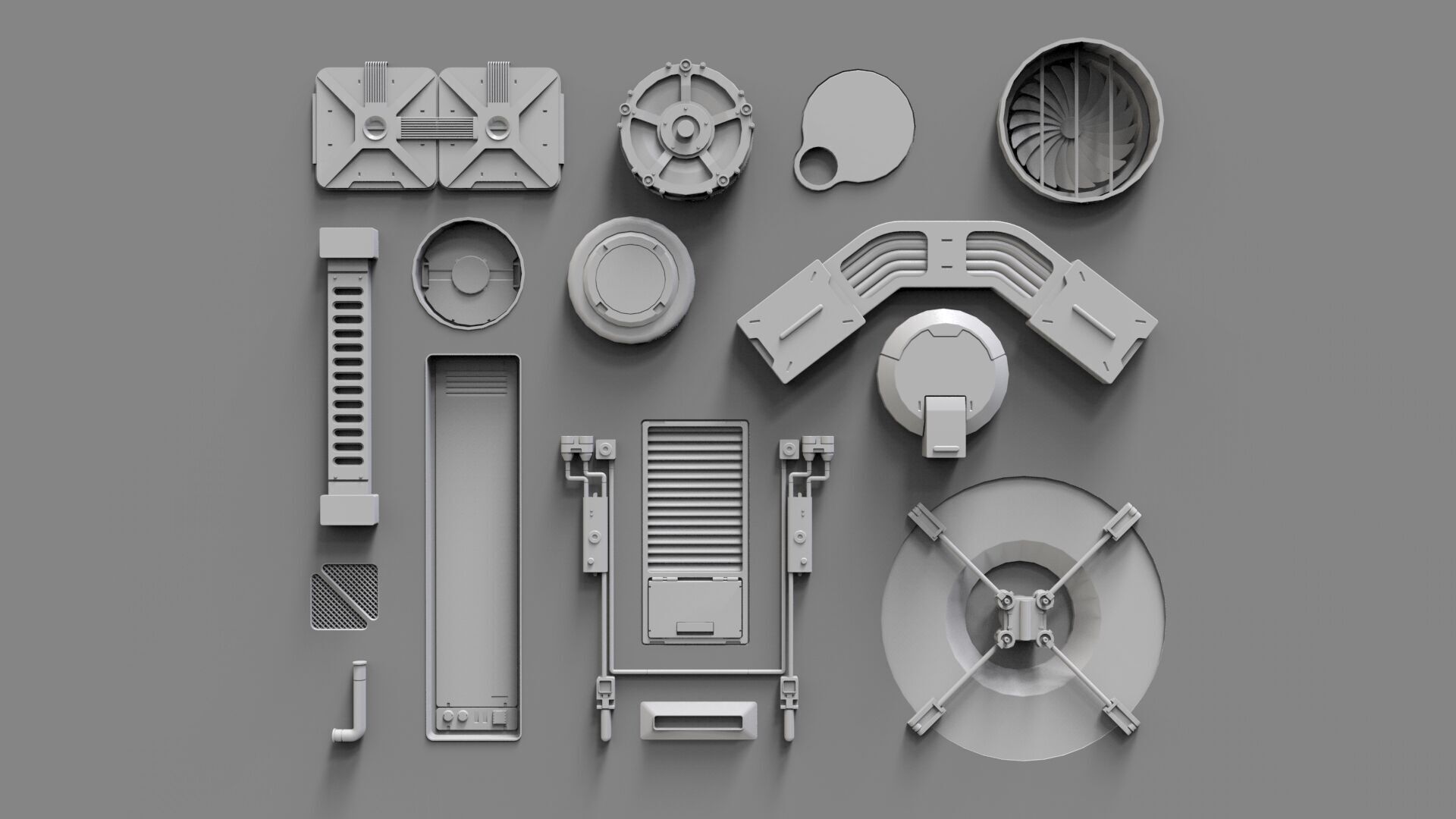 Sci fi trim sheets 6 3D model_5