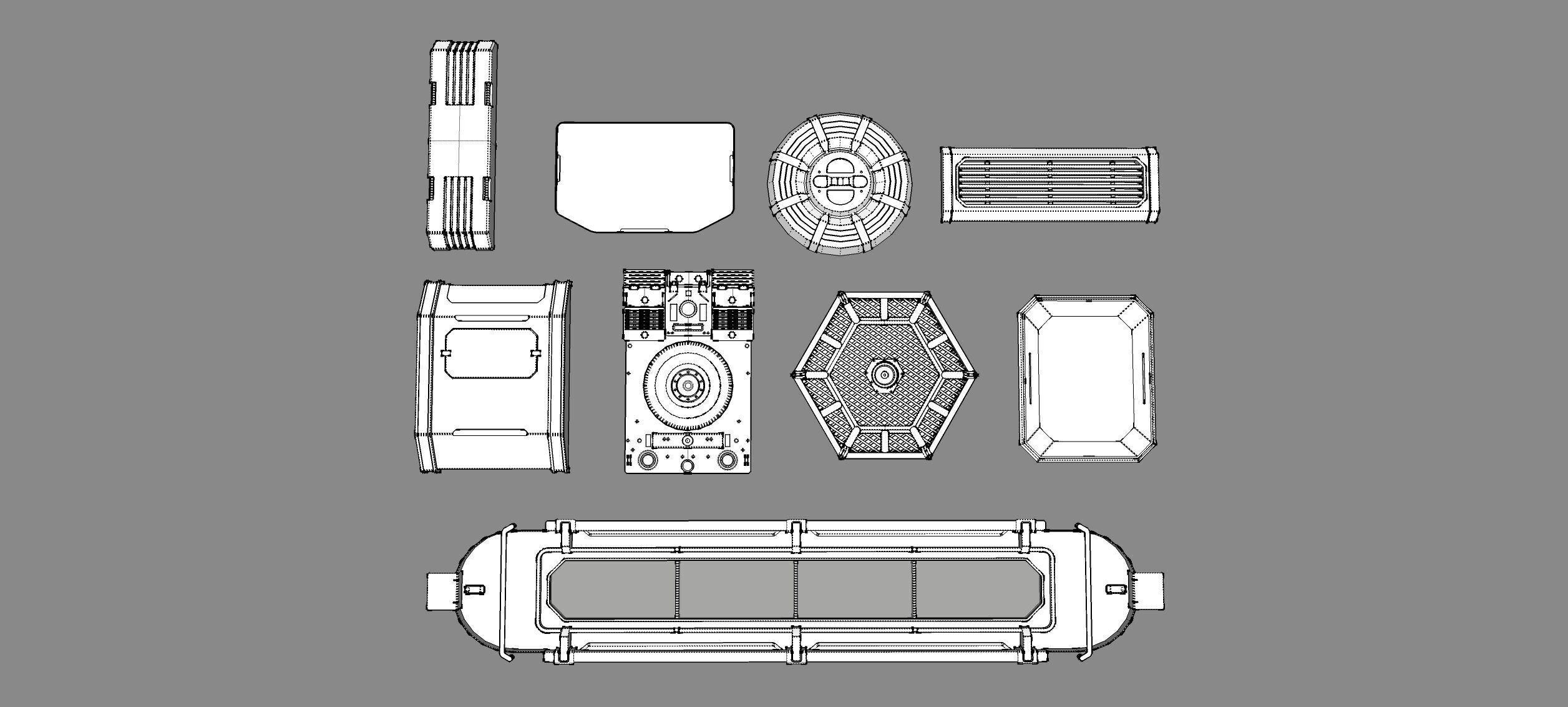 Sci fi trim sheets 6 3D model_19